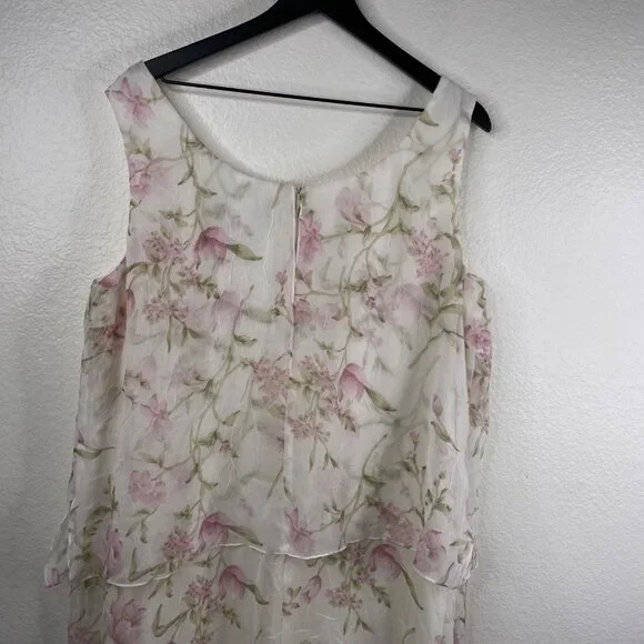 Ursula of Switzerland Dress White 18W Sleeveless Maxi Flora Romantic MOTB Whimsy - Picture 7 of 14
